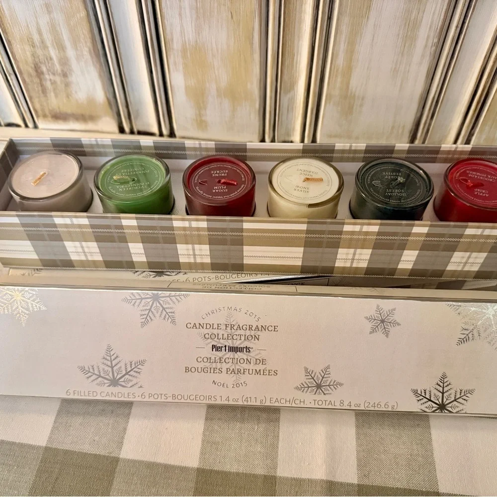PIER 1 IMPORTS, CHRISTMAS 2015, CANDLE FRAGRANCE COLLECTION, SET/2. NEW IN BOX.
